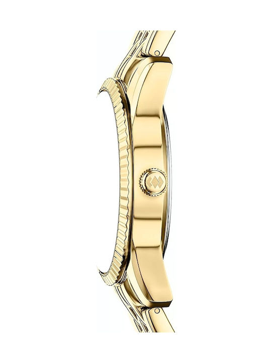 Scarlette Three Hand Date Womens Watch 34mm Battery With Gold/Burgundy Steel Bracelet