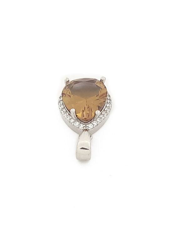 Hängender Charm Rosette aus Silber mit Zirkon Braune