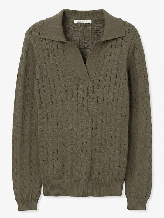 Damen Langärmelig Baumwollpullover Grün