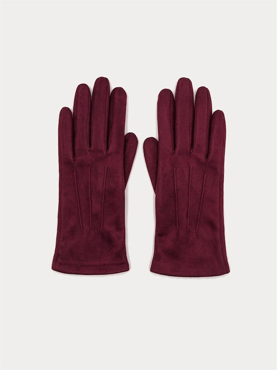 Damen Lederhandschuhe mit Berührung G9561-Burgundisch