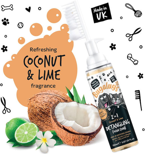 Detangling Foam & Conditioning 2 in 1 Integrated Comb Coconut & Lime For Dogs & Cats 150ml