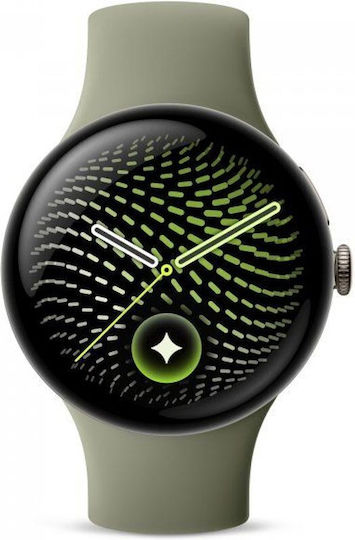 Google Pixel Watch 5 Алуминий 41mm Водоустойчив с Пулсомер (Satin Pyrite Aluminum Case / Olive Active Band)