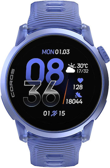 Coros Pace 4 Алуминиев Смарт часовник 43 мм Водоустойчив с Пулсомер (Ultraviolet Silicone Strap)