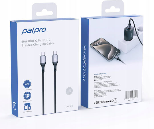 Samsung Braided Cable USB-C male - USB-C 60W Μαύρο 1m CB01CC