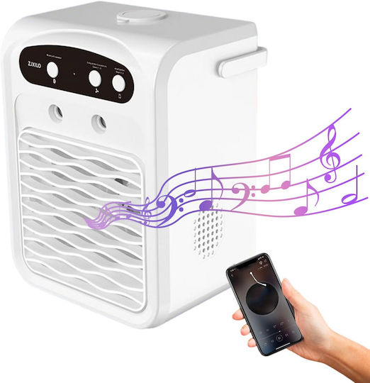 Mini Air Conditioner 1000 Ml Water Tank 3 Wind Speeds Bluetooth Diffuser Colored Ambient Light Fast Cooling White