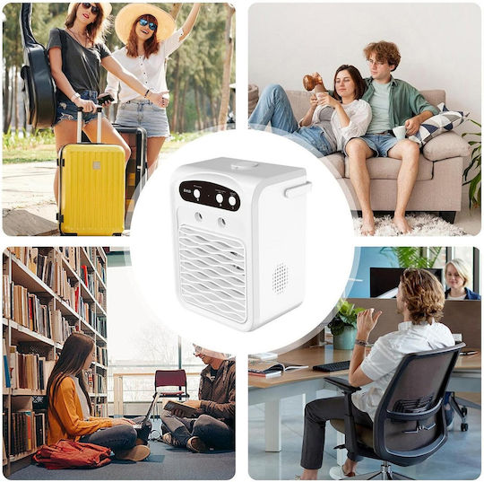 Mini Air Conditioner 1000 Ml Water Tank 3 Wind Speeds Bluetooth Diffuser Colored Ambient Light Fast Cooling White