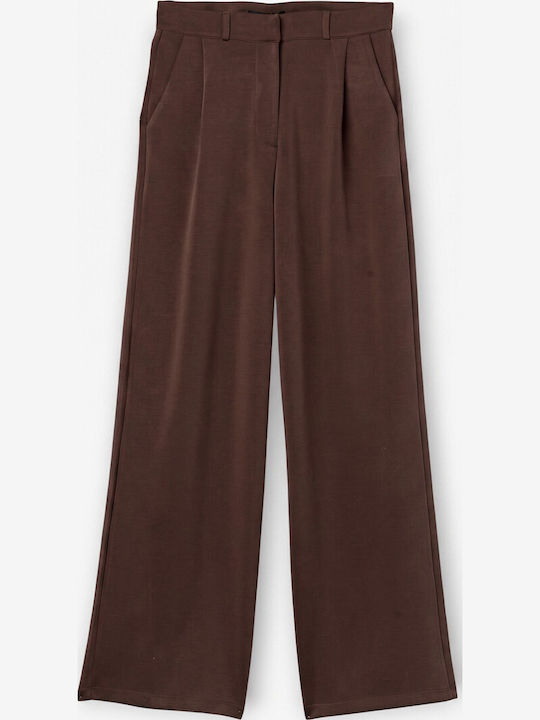 Women's High Waist Pantaloons in Regular Fit Brown