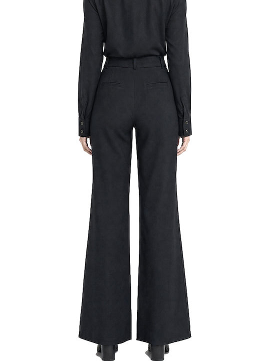 MY T Women's High Rise Pantaloons in Wide Leg Style Black