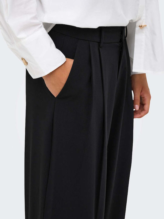 Breite Damen Hochbund Pantaloona in Breiter Bein Stil Schwarz