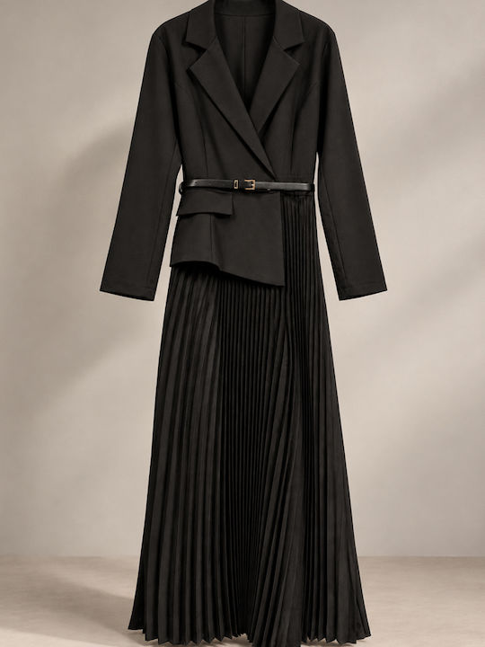 Summer Maxi Dress Long Sleeve Wrap Black