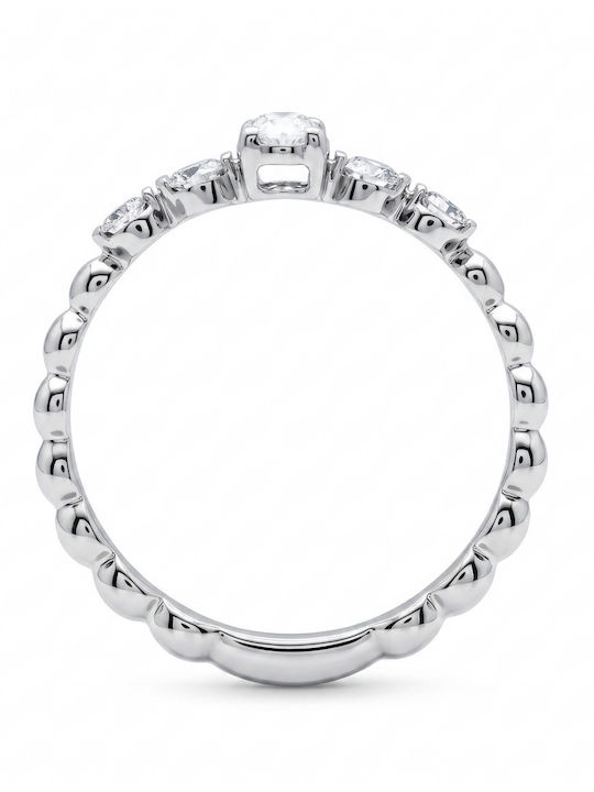 Diamond Group Single Stone Ring In 18K White Gold With Diamond