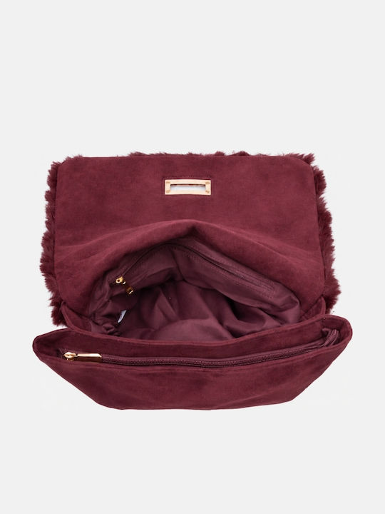 Fur Women's Shoulder Bag Burgundy