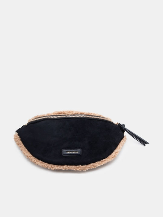 Fabric Fur Women's Shoulder Bag Suede Black