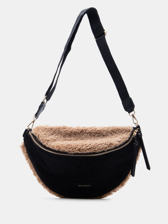 Fabric Fur Women's Shoulder Bag Suede Black