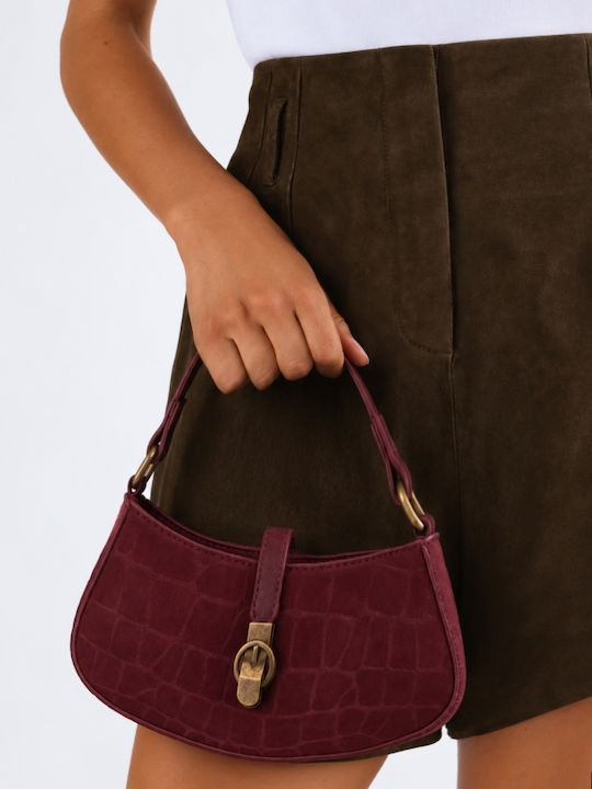 Fabric Women's Shoulder Crossbody Bag Suede Burgundy