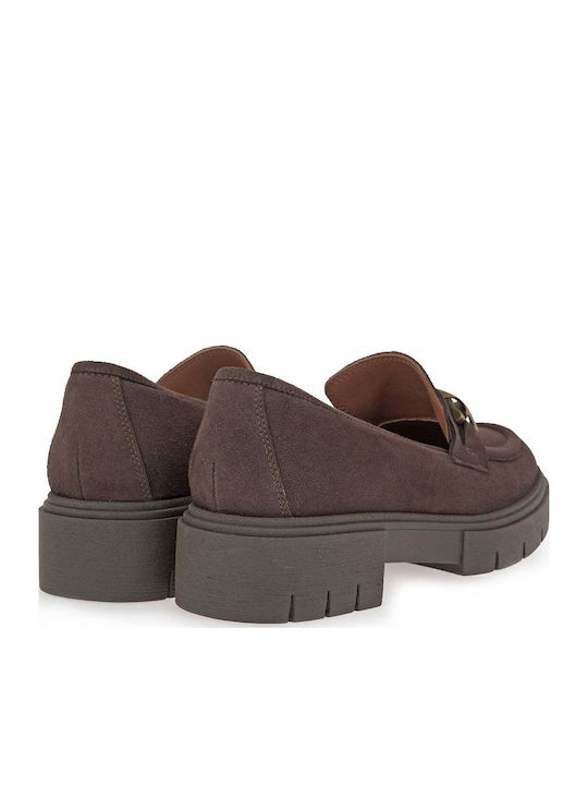 Leather Women's Loafers In Brown Colour
