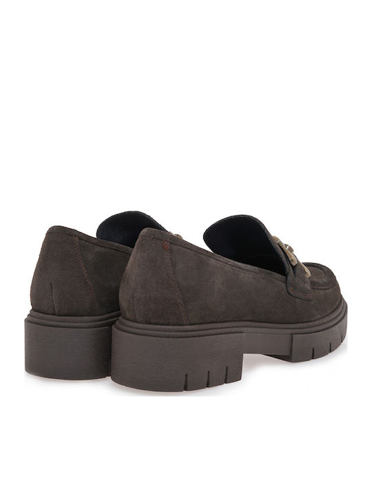 Leather Women's Loafers In Brown Colour