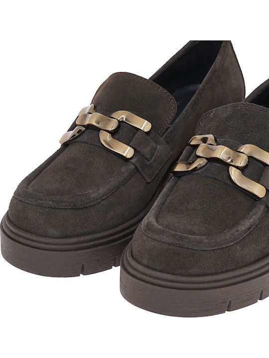 Leather Women's Loafers In Brown Colour