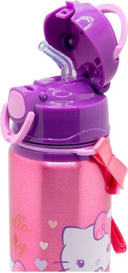 Stor Kids Aluminium Water Bottle Hello Kitty with Straw Multicolour 730ml