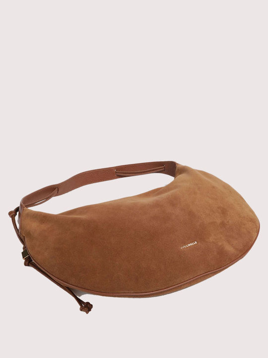 Thess Leather Women's Hobo Bag Suede Cognac