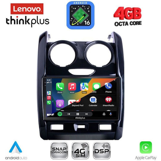 Lenovo Автомобилна Аудио Система за Dacia Duster 2012-2019 (Bluetooth/USB/Вграден Wi-Fi/GPS/Apple CarPlay/Android Auto) с Touch Screen 9"