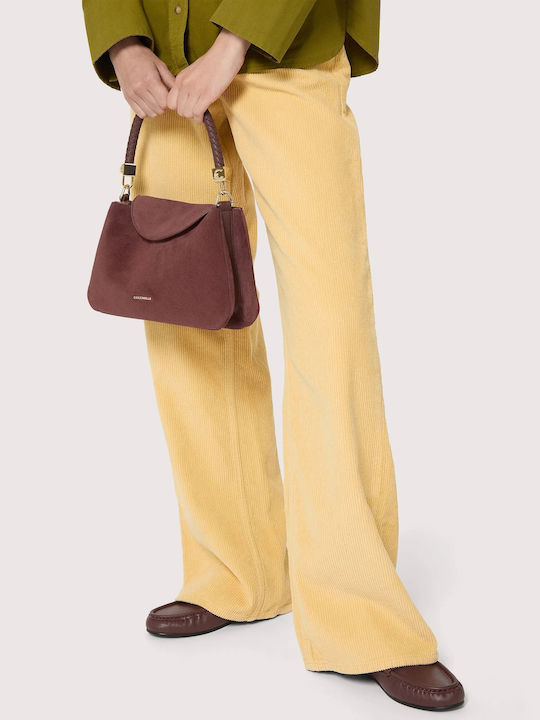 Knitted Women's Tote Bag Suede Burgundy