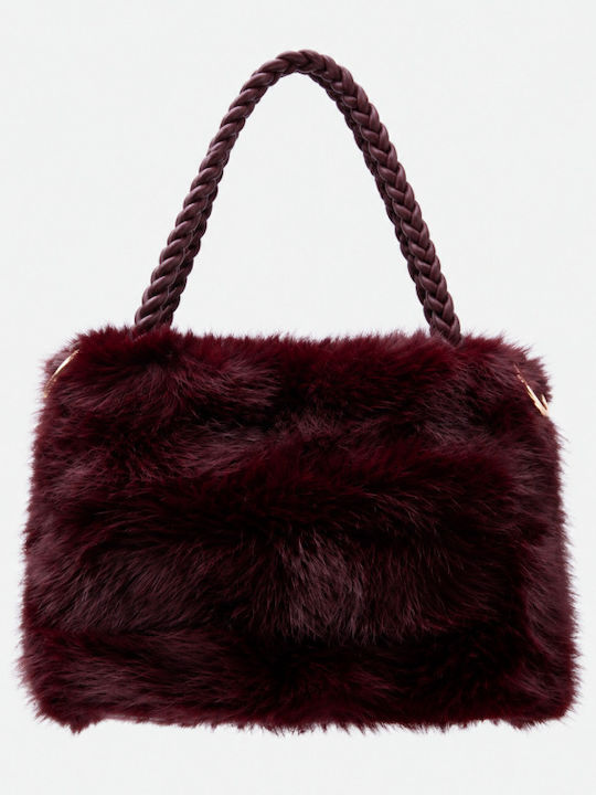 Fur Women's Handbag Crossbody Burgundy