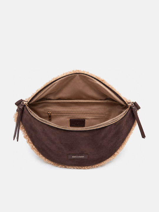 Fabric Fur Women's Shoulder Bag Suede Brown