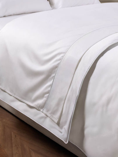 Aigaion Super-Double Bed Sheet Set With 2 Pillowcases With Rubber Hugger 160x200+40cm White (3 Pieces)