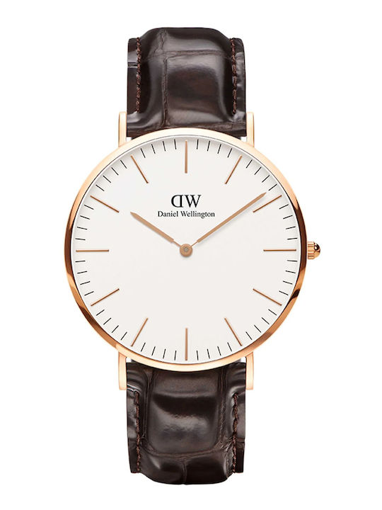 Daniel Wellington Men's Watch 40mm Battery with Brown Leather Strap Daniel Wellington Men's Watch 40mm Battery with Brown Leather Strap