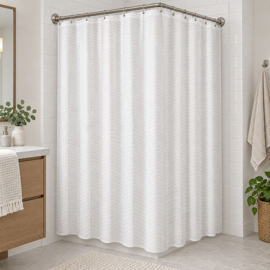 MRShome Duschvorhang Stoff 180x180cm Weiß