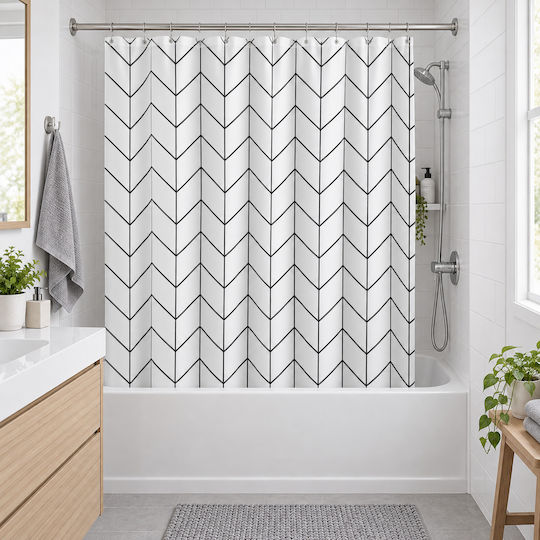 MRShome Fabric Shower Curtain 180x180cm White