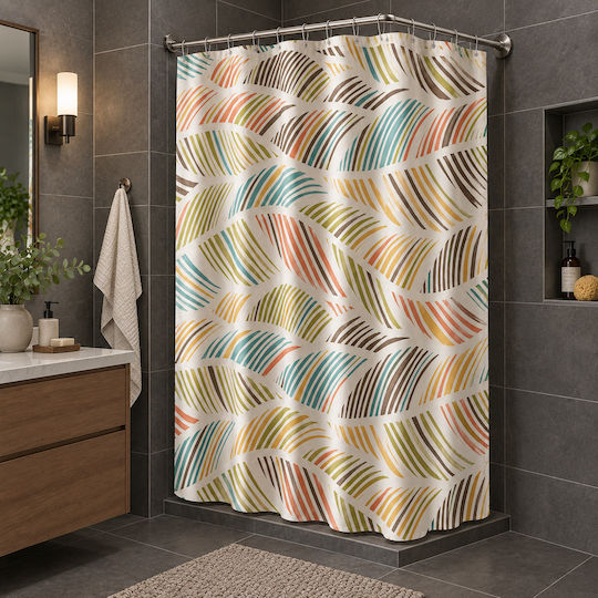 MRShome Stoff Duschvorhang 180x180cm Mehrfarbig