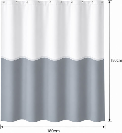 MRShome Duschvorhang Stoff 180x180cm Grau/Weiß