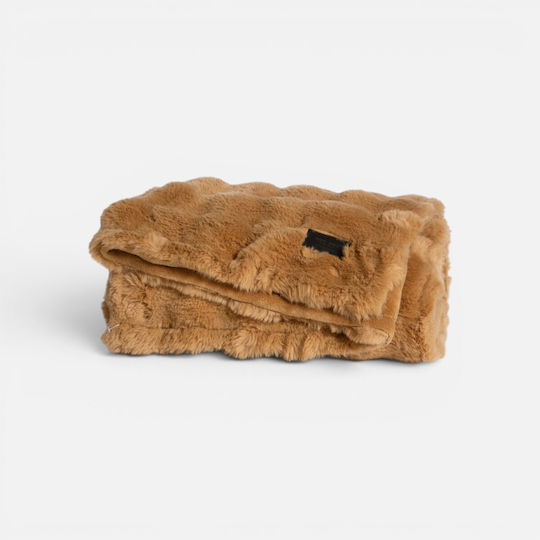 Nef-nef Homeware Reality Faux Fur Armchair Blanket 130x180cm Camel