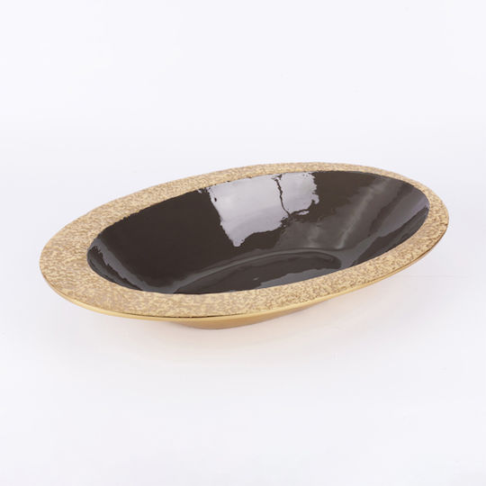 Bol Decorativ Metalic Gri 42.5x27x7.5cm