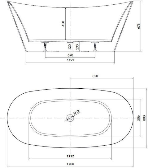 Cersanit Cadă de Baie Freestanding Acrilică 170x82cm