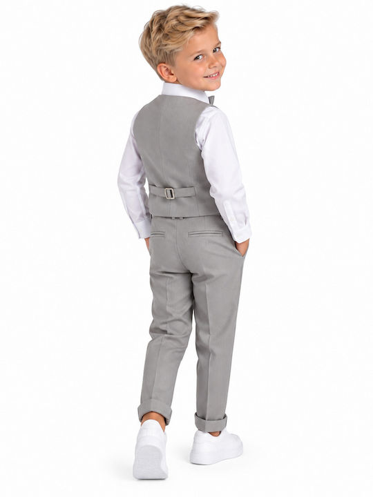 TakTakBaby Boys Baptism Suit with Vest 5pcs Gray