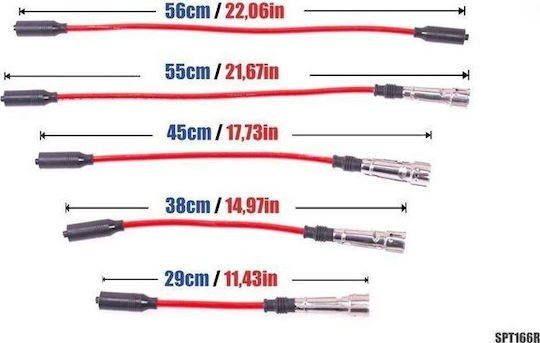 Кабели за Запалителни Свещи Powertec Audi 80 Vw Golf Jetta Passat Vento 84-99 Червени Комплект