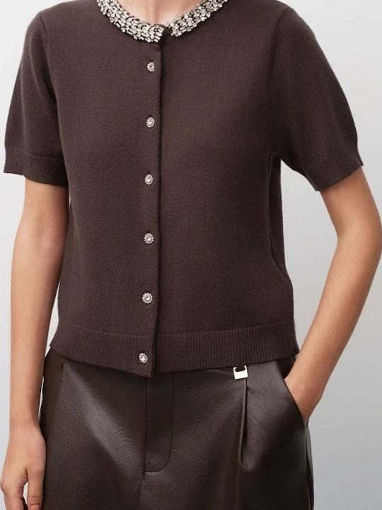 Women's Knitted Cardigan with Buttons Brown