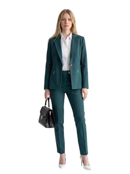Forel Damen Krepp Blazer Grün