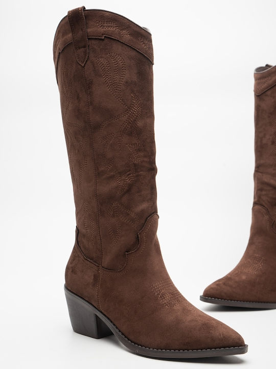 Wildleder Damenstiefel Cowboy Braun