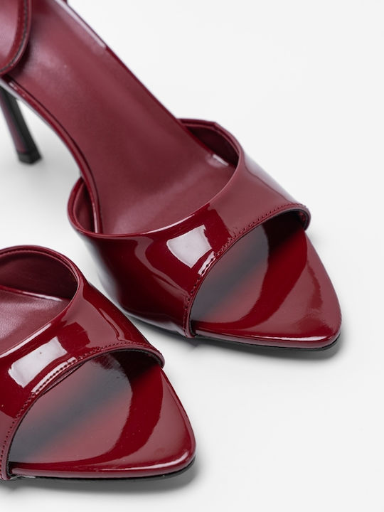 Damen Sandalen aus Burgundisch Lackleder