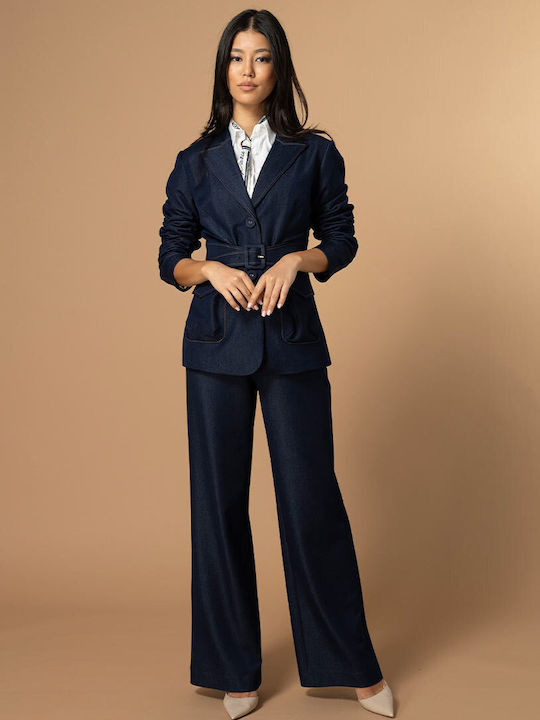 Hermosa Sabina Sacou de damă scurt Navy Blue