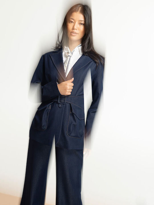 Hermosa Sabina Sacou de damă scurt Navy Blue
