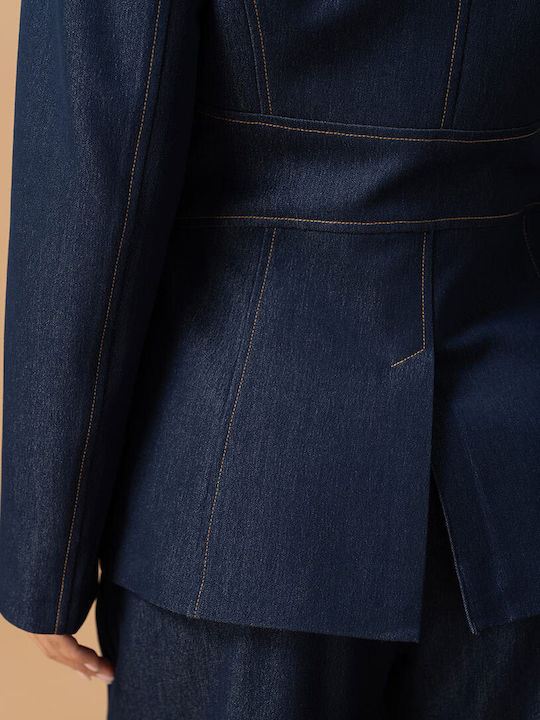 Hermosa Sabina Sacou de damă scurt Navy Blue