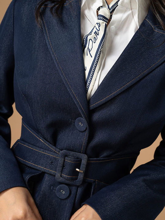 Hermosa Sabina Sacou de damă scurt Navy Blue