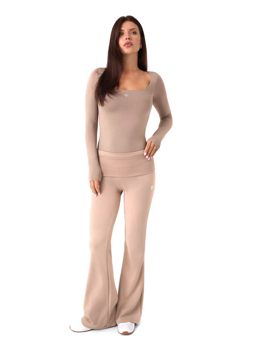 Guess Damen-Bodysuit Frauen Larissa Square Neck Longsleeve