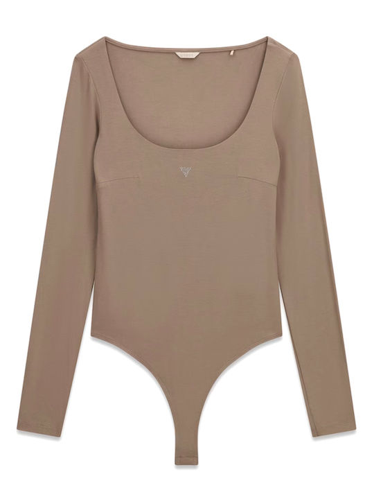 Guess Damen-Bodysuit Frauen Larissa Square Neck Longsleeve