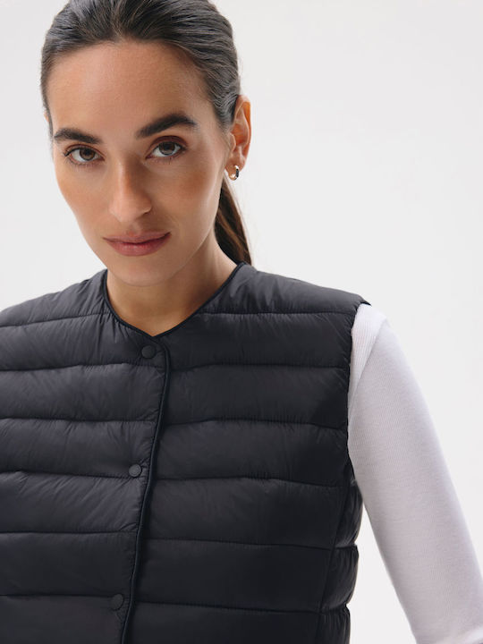Women's Sleeveless Jacket for Spring/Autumn Black
